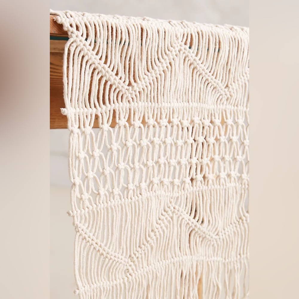 ANTHROPOLOGIE Set of 2 Macrame Knot Crochet Runner Wall-Hanging Rug Fringe Boho